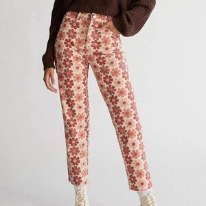 Pacsun Eco Flower High Waisted Straight Leg Jeans